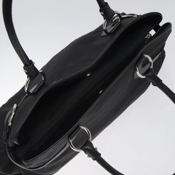 Salvatore Ferragamo Gancini Hand Bag Nylon Black Silver - Picture 10 of 16